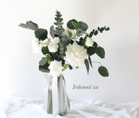 Katelyn White Rose Artificial Bridal Bouquet – Eucalyptus & Faux White Wedding Flowers