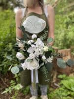 Katelyn White Rose Artificial Bridal Bouquet – Eucalyptus & Faux White Wedding Flowers