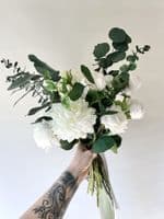 Katelyn White Rose Artificial Bridal Bouquet – Eucalyptus & Faux White Wedding Flowers