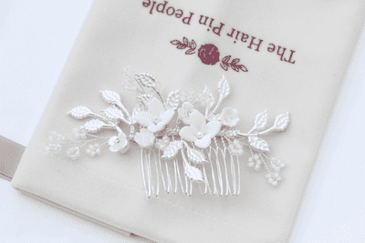 Lupin Floral Silver Crystal Hair Comb