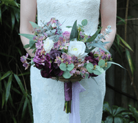 Mauve & Plum Artificial Wedding Bouquet | Rustic Faux Bridal Flowers UK