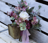 Mauve & Plum Artificial Wedding Bouquet | Rustic Faux Bridal Flowers UK