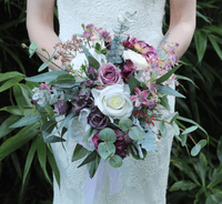 Mauve & Plum Artificial Wedding Bouquet | Rustic Faux Bridal Flowers UK