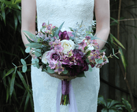 Mauve & Plum Artificial Wedding Bouquet | Rustic Faux Bridal Flowers UK