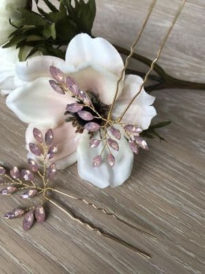 Nadia Pink Gold Hair Pin Set