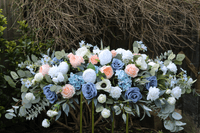 Peach and Dusty Blue Artificial Bridal Bouquet – Florence Wedding Flowers