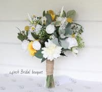 Real Touch Artificial Daisy Wedding Bouquet – Yellow & White Faux Spring Bridal Flowers