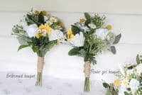 Real Touch Artificial Daisy Wedding Bouquet – Yellow & White Faux Spring Bridal Flowers