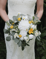 Real Touch Artificial Daisy Wedding Bouquet – Yellow & White Faux Spring Bridal Flowers