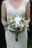 Real Touch Artificial Daisy Wedding Bouquet – Yellow & White Faux Spring Bridal Flowers