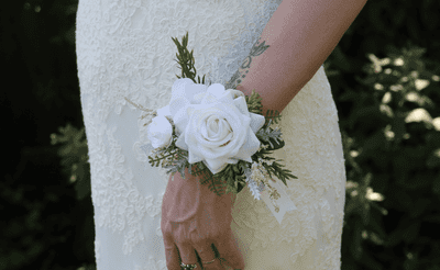 Real Touch White Rose Wrist Corsage