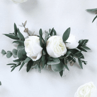 Rose, Eucalyptus Bridal Hair Accessory - Ivory Rose Wedding Hair Comb