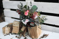 Rustic Artificial Burgundy Blush Bouquet – Winter Wedding Flowers with Dried Eucalyptus
