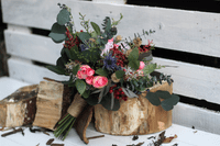 Rustic Artificial Burgundy Blush Bouquet – Winter Wedding Flowers with Dried Eucalyptus