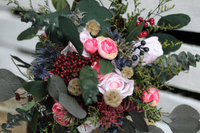 Rustic Artificial Burgundy Blush Bouquet – Winter Wedding Flowers with Dried Eucalyptus