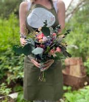 Rustic Artificial Burgundy Blush Bouquet – Winter Wedding Flowers with Dried Eucalyptus