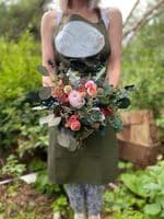 Rustic Artificial Burgundy Blush Bouquet – Winter Wedding Flowers with Dried Eucalyptus