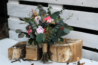 Rustic Artificial Burgundy Blush Bouquet – Winter Wedding Flowers with Dried Eucalyptus