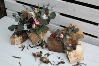 Rustic Artificial Burgundy Blush Bouquet – Winter Wedding Flowers with Dried Eucalyptus