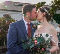 Rustic Burgundy and Cream Rose Bridal Bouquet – Dried Eucalyptus & Thistle Winter Wedding Flowers