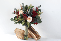 Rustic Burgundy & Cream Artificial Wedding Bouquet | Winter Faux Bridal Flowers UK