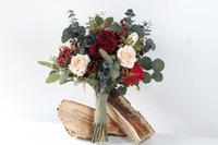 Rustic Burgundy & Cream Artificial Wedding Bouquet | Winter Faux Bridal Flowers UK