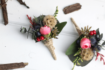 Rustic Wedding Buttonhole - Grooms Rustic Boutonniere - Dried Eucalyptus Buttonhole -