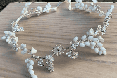 Sadie White Silver Hair Vine