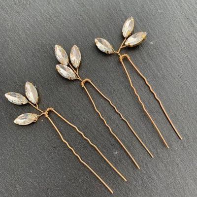 Samara Gold Crystal Hair Pin Set
