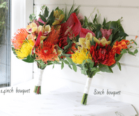 Tropical Artificial Pink & Orange Wedding Bouquet – Vibrant Faux Bridal Flowers – Exotic Summer Dest