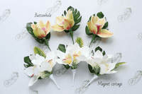 Tropical Artificial Pink & Orange Wedding Bouquet – Vibrant Faux Bridal Flowers – Exotic Summer Dest