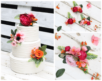 Vibrant Hot Pink and Orange Artificial Bridal Bouquet – Bright Pink & Orange Faux Wedding Flowers