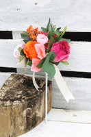 Vibrant Hot Pink and Orange Artificial Bridal Bouquet – Bright Pink & Orange Faux Wedding Flowers