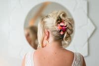 Vibrant Hot Pink and Orange Artificial Bridal Bouquet – Bright Pink & Orange Faux Wedding Flowers