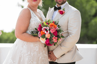 Vibrant Hot Pink and Orange Artificial Bridal Bouquet – Bright Pink & Orange Faux Wedding Flowers