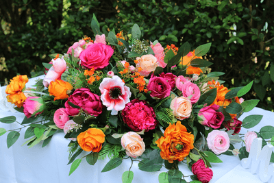 Vibrant Hot Pink Bright Orange Table Centrepiece -