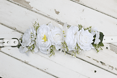 White Artificial Floral Dog Collar For Wedding