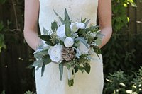 White Winter Artificial Wedding Bouquet – Real Touch White Bridal Flowers