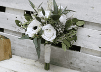 White Winter Artificial Wedding Bouquet – Real Touch White Bridal Flowers