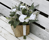 White Winter Artificial Wedding Bouquet – Real Touch White Bridal Flowers