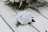 White Winter Artificial Wedding Bouquet – Real Touch White Bridal Flowers