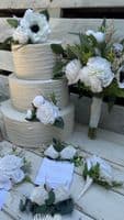 White Winter Artificial Wedding Bouquet – Real Touch White Bridal Flowers