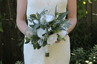 White Winter Artificial Wedding Bouquet – Real Touch White Bridal Flowers