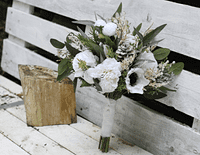 White Winter Artificial Wedding Bouquet – Real Touch White Bridal Flowers