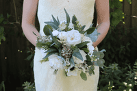 White Winter Artificial Wedding Bouquet – Real Touch White Bridal Flowers