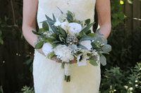 White Winter Artificial Wedding Bouquet – Real Touch White Bridal Flowers
