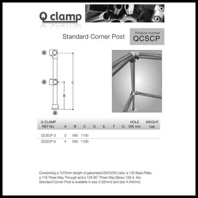 Q Clamp Handrail Fitting Standard Corner Post