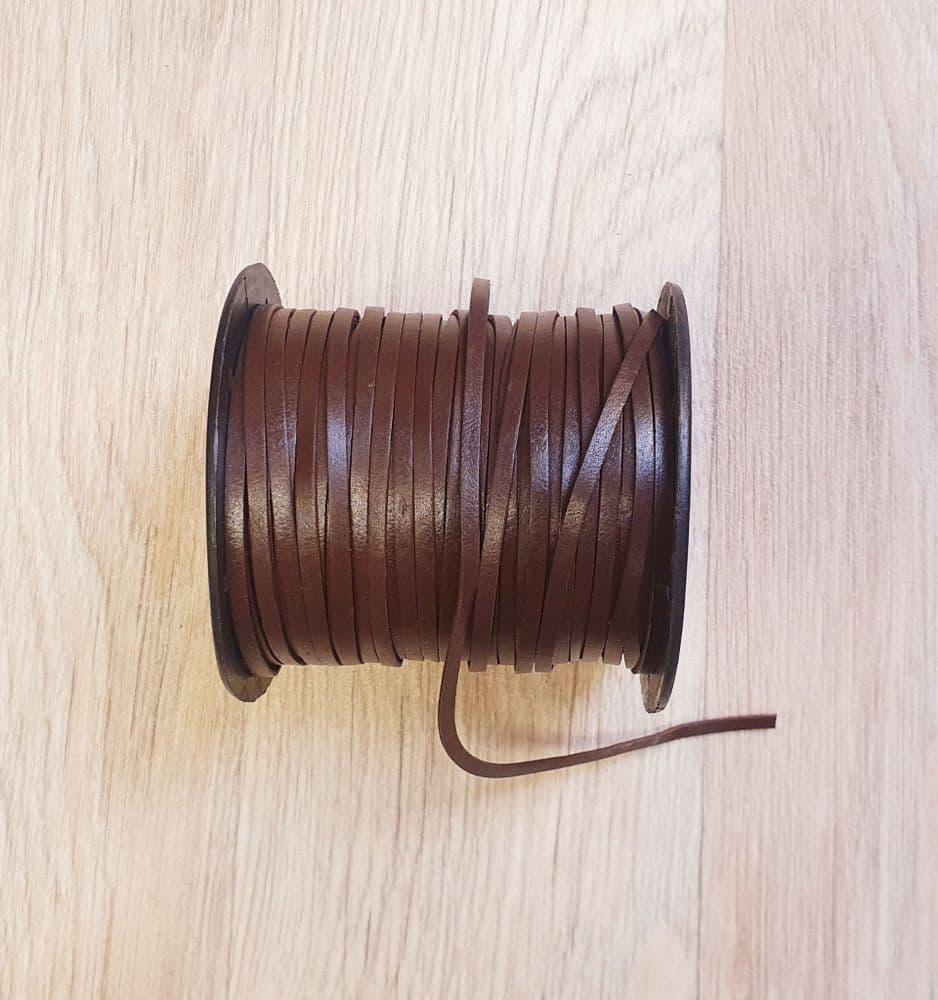 3mm Flat Leather Lacing in Dark Brown