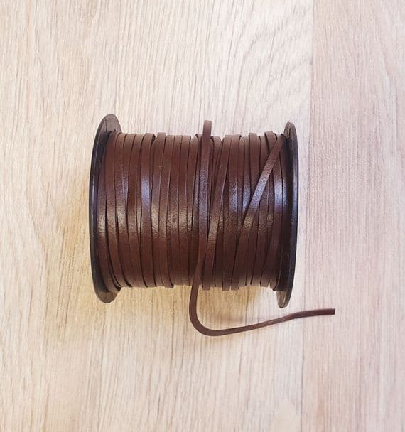 3mm Flat Leather Lacing in Dark Brown