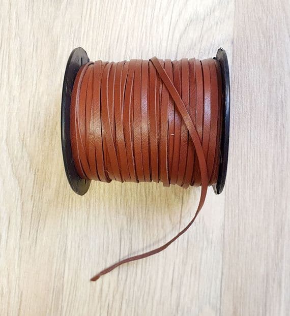 3mm Flat Leather Lacing in Tan